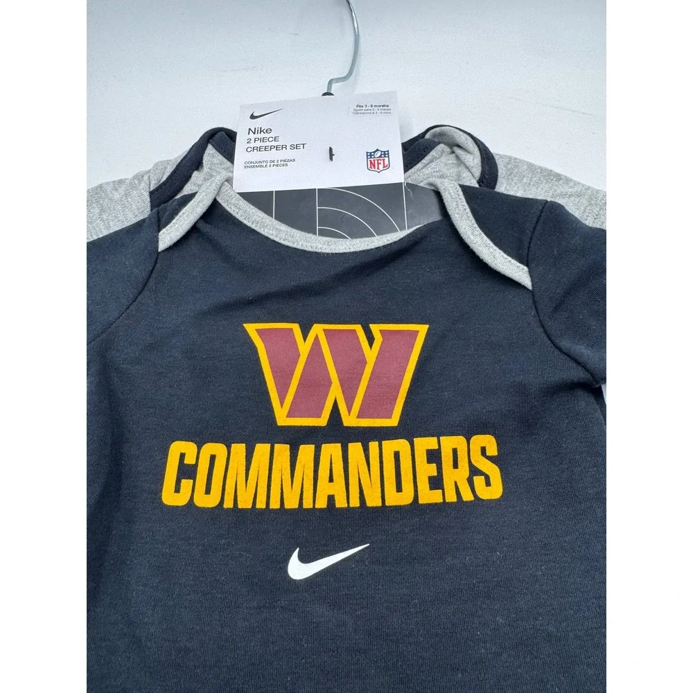 Nike Kids 3/6M Grey/Black Bodysuit NFL Washington Commanders Creeper Set 2 Pack